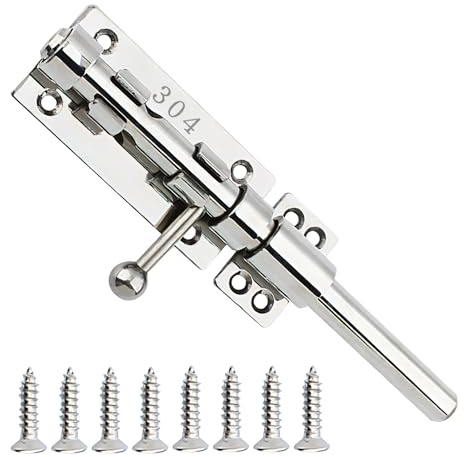 20cm Schieberiegel Torriegel 304 Edelstahl Laufriegelriegel robustes Türsicherheitsschloss verdickte Türriegel-Hardware mit Befestigungsschrauben für Scheunenzaun Schuppen Keller