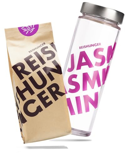 REISHUNGER Jasmin Reis, 600 g inkl. Reisglas für praktische Aufbewahrung, pink