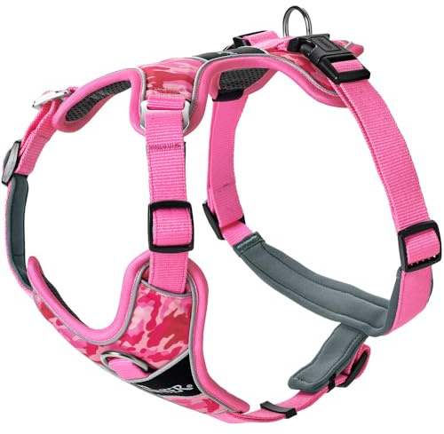HUNTER Divo Camouflage Hundegeschirr | Nylon, ergonomisch geformt, 5-Fach verstellbar, in Camouflage-Style, Farbe: Rosa, Größe: M