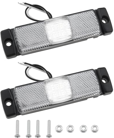 YINETTECH 2pcs LED Feu de Gabarit Étanche Feu Latéral de Camion avec Vis et Écrous Feux de Gabarit LED Lumières LED Extérieures de Voiture pour Remorque, Blanc