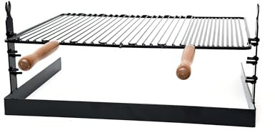 Griglia in ferro battuto con sostegno regolabile per tre altezze 50 × 70 × 32 cm