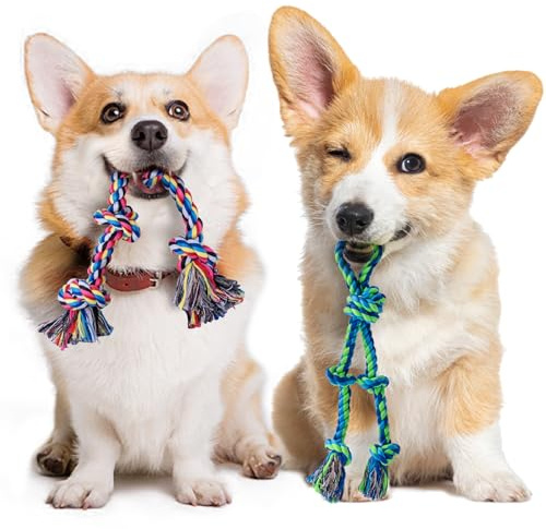 SHARLOVY Confezione da 2 giocattoli per dentizione per cuccioli, giocattoli per cani di piccola taglia per masticatori aggressivi, giocattoli da masticare per cuccioli di taglia piccola