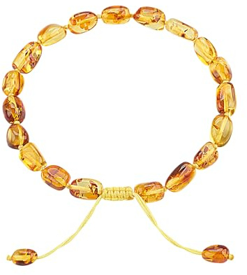 ELEGAMBER Baltic Amber raw Bracelet Gift Set -100% Certified and Authentic Premium Quality Raw Baltic Amber-True amber stone bead (cognac, 8 inch)