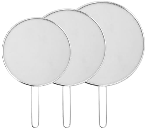 3 Pieza Tapa Antisalpicaduras Cocina, Protector de Pantalla Antisalpicaduras de Acero Inoxidable, Sarten Antisalpicaduras, Protección Contra Salpicaduras de Malla, Pantalla de Salpicaduras para Sartén