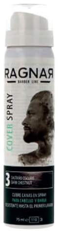 RAGNAR | Cubre canas y retoca raices al instante, tinte que define y rellena en segundos, disimular las canas | Coloración temporal | Color instantáneo (CASTAÑO OSCURO, Bote)