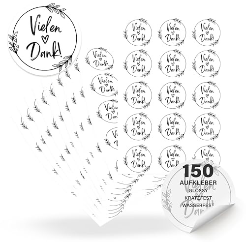 ECCK Pegatinas redondas de agradecimiento (150 unidades) – Pegatinas de agradecimiento para bodas, cumpleaños, confirmación, comunión, día de la madre, profesora, educadora, decoración para tarjetas,