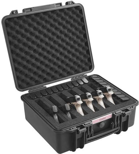 VEVOR Custodia Rigida per Pistola con Schiuma PU Pretagliata, Custodia Rigida Impermeabile Antipolvere Capienza 6 Pistole, Custodia per Armi da Fuoco da Caccia con Serratura 491 x 434 x 211 mm