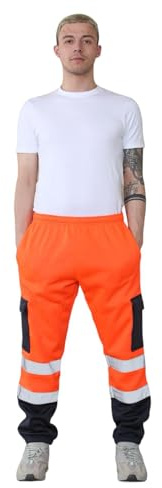 BSBAAA FASHIONS® Hi Viz Men's Fleece Work Trousers Reflective Safety Hi Vis Joggers - Men High Visibility Combat Workwear Bottoms Pants Plus Size S-3XL