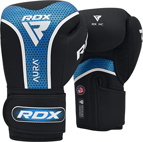 RDX Boxing Gloves Men Women, Pro Training Sparring Mitts, Muay Thai MMA Kickboxing, Adult Heavy Punching Bag Gloves, Focus Pad Workout, Ventilated Palm Padded Wrist Support (Blue, 14 oz)