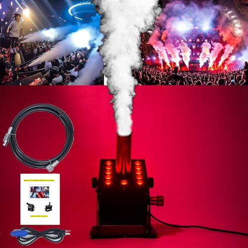 12LED CO2 Nebelmaschine Digital CO2 Jet Maschine Fogger Smoke Cannon DMX512 Smoke Mister Machine Multi-Winkel Gassäule Nebelmaschine w/6m Schlauch für DJ Konzerte Partys Geburtstag Hochzeit