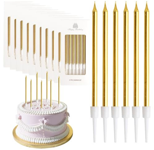 LiuHancsqd Tortenkerzen Geburtstagskerzen Kuchenkerzen Geburtstagskuchen, 60 Stk Geburtstag Kerzen für Kuchen, Dekorative Hochzeitsparty Abschlussfeier Geburtstagstorte(Kein Duft) (Gold)