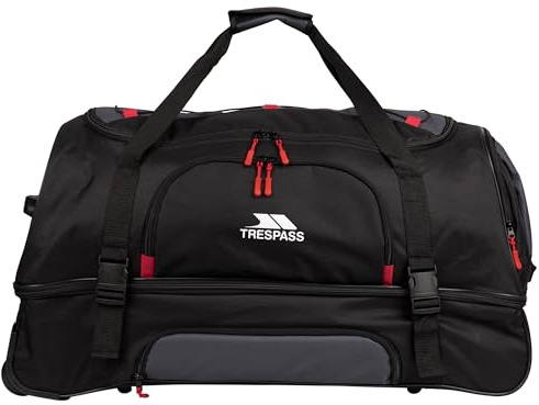 Trespass 100L Trolley Duffel Bag Fero - Wheeled Travel Duffel Bag, Holiday Luggage Bag, Roller Holdall with Wheels, Carry Handle & Pull Handle Trolley Luggage