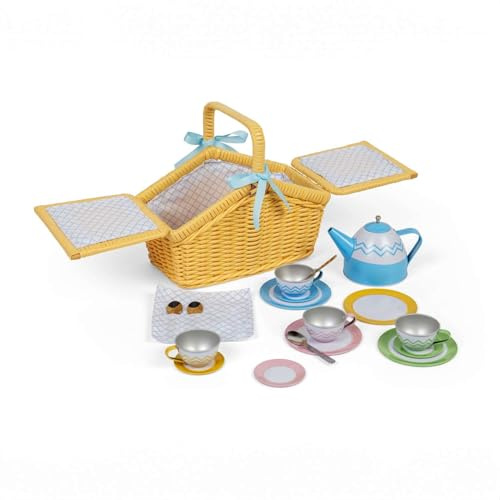 BigJigs Picknick Spielzeugset im Korb mit 18-teiligem Zubehör