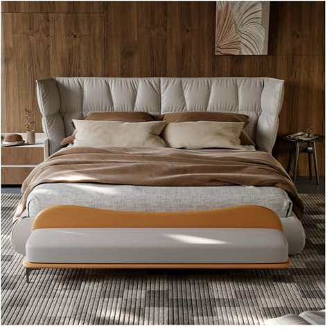 Polstersofa Ledersofa für Wohnzimmer, Eingangsbereich, modern, langes Sofa in orange (150x45x55cm)