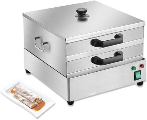 WOTZOV Macchina elettrica per Rotoli di Pasta di Riso, fornello per Rotoli di Pasta di Riso con cassetto in Acciaio Inox 304, vaporiera per Vermicelli in Acciaio Inox a Doppio s