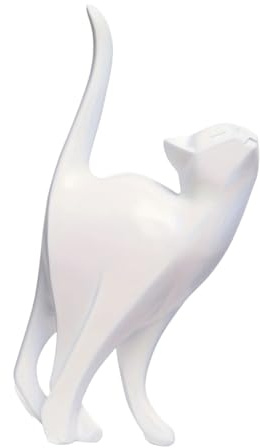 amangul Scultura moderna astratta a forma di gatto, realizzata a mano, in resina, decorazione per interni per gli appassionati di gattini (bianco)