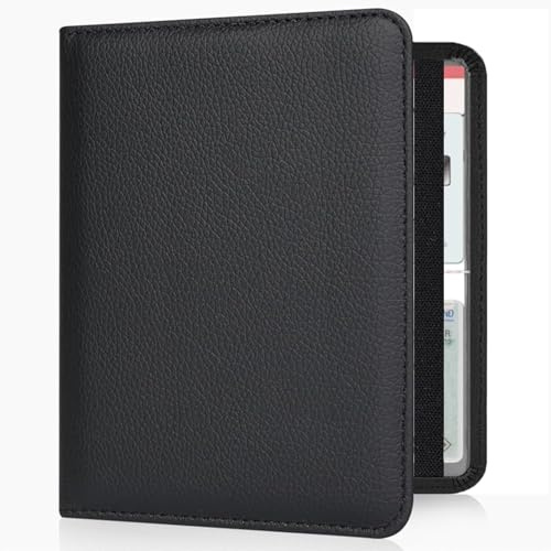 Caweet Kfz-Zulassung- und Versicherungs halter – Auto-Handschuhfach-Organizer – Leder-Dokumentenhalter für Führerschein, Personalausweis und Karten, Schwarz