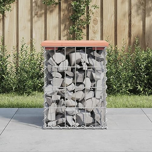 AJJHUUKI Garden Bench Gabion Design 33x31x42 cm Solid Wood Douglas-Furniture,Outdoor Furniture,Outdoor Seating,Outdoor Benches