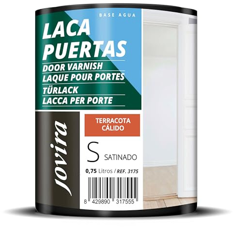 JOVIRA PINTURAS Esmalte Laca Puertas al Agua 750ML Satinado, Renueva y decora las puertas y muebles de madera (750 Mililitros, Terracota Cálido) -T