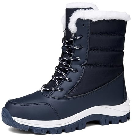 ENEN Bottes de Neige Imperméable Femme Homme 36-42, Bottes Femme Hiver Fourré Antidérapantes Semelle en Caoutchouc Chaude Confortable pour Extérieur, Randonnée (0231 Bleu,42)