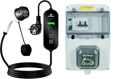 Coffret de recharge avec prise et protection (Coffret de recharge équipé d'une prise renforcée green'up et protection surcharge/court-circuit/défaut de terre et chargeur 16A)