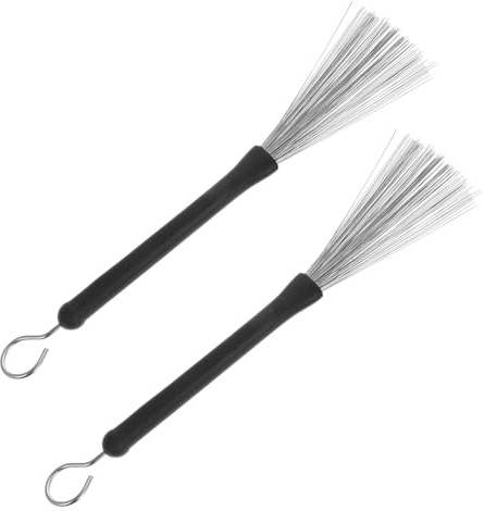 DECHOUS Baquetas Escobillas Retráctiles de Acero Inoxidable Juego de 2 Negro Diseño Ergonómico y Alta Durabilidad para Percusión