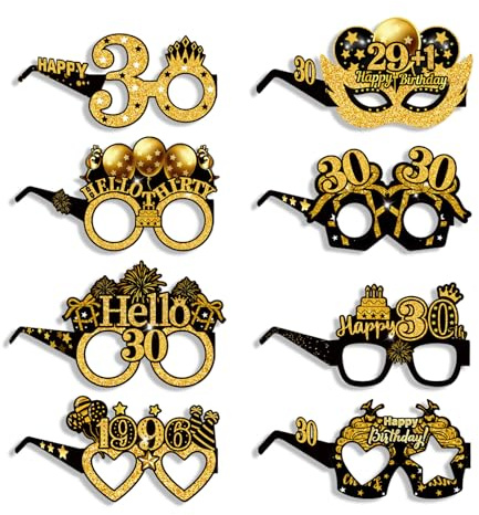 Lyramis Deko 40 Geburtstag Mann Frauen, Gold Brille Set für 18th 30th 40th 50th 60th 70th Frau Männer Birthday Party Happy Dekoration, 40er Lustige Foto Requisiten Brillen Geburtstagsparty Glasses