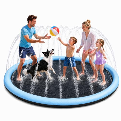 BASVII Tapis de Jet d'eau Antidérapant pour Enfants et Chiens, 170cm