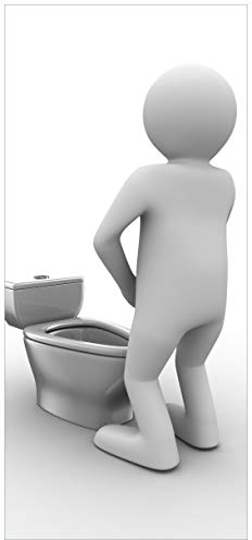 Wallario Selbstklebende Türtapete Pinkelndes Computer-Männchen und künstliche Toilette - Türposter 93 x 205 cm Abwischbar, rückstandsfrei zu entfernen