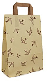 Papiertragetaschen mit Flachhenkel Schwalben 22 + 10 x 31 cm (100 Stück)