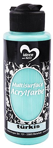 Acrylfarbe Multisurface | Allzweckfarbe zum Bemalen von Holz, Glas, Polyester, Keramik, Porzellan, Terracotta, Styropor, Stoff, Leder | Universalfarbe auf Wasserbasis | 120ml (türkis)