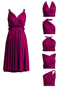 72styles Abito da damigella d'onore da donna Infinity: Abito corto convertibile a involucro midi multiuso per ospiti di matrimonio e cocktail, Prugna, M