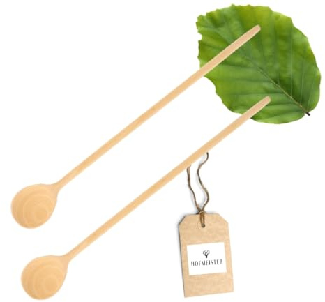2X HOFMEISTER® Kochlöffel Holz 40 cm - Rührlöffel aus Buche, Keine Kratzer in beschichteten Töpfen - hitzebeständig und formstabil, handgefertigt in der EU (rund)
