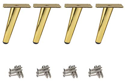 Drenky 4 Stück Schräge Tischbeine, Metallschrankbeine, Kegel Möbelbeine, 201 Edelstahl, Golden, 10 cm Höhe, No-Slip Silent Base Platzierung für Sofas, Tische und andere Möbelbeine