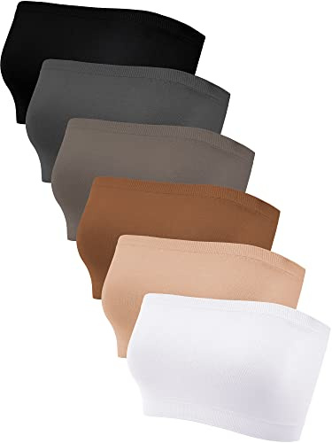 Geyoga 4 delar strapless bandeau-bh, sömlösa bralettes, stretchig utan vaddering bandeau tube-top bh för kvinnor., S