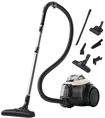 AEG AL61H4SW - Aspirapolvere senza sacchetto, 700 W di potenza, filtro lavabile HEPA H13, serbatoio 1,6 l, facile svuotamento, raggio azione 12 m, 74 dB di rumore, spazzola mobili, bianco