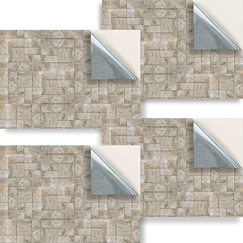Stick & Go Repositionable Self Adhesive Dolls House Wallpaper 1:24 Scale (Set of 4 Sheets) - Natural Stone Floor - No. 169