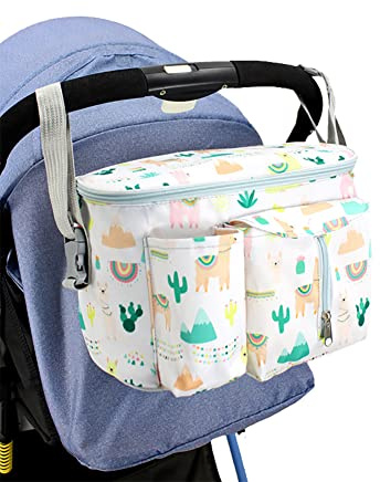 Kinderwagen Organizer,Wasserdicht Universal Buggy Kinderwagentasche Baby Zubehör Isolierten Getränkehalter Aufbewahrungstasche mit Verstellbaren Schultergurten und Stauraum für Handys Spielzeug Windel