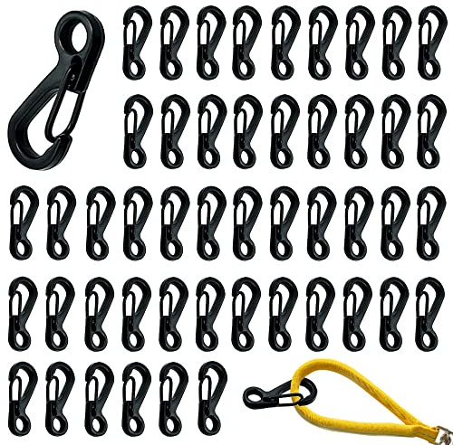 Dtoterul Mini-Karabinerhaken, 50 Stück, klein, Schwarz, Zink, Karabiner, Klettern, Camping, Wandern, Reisen