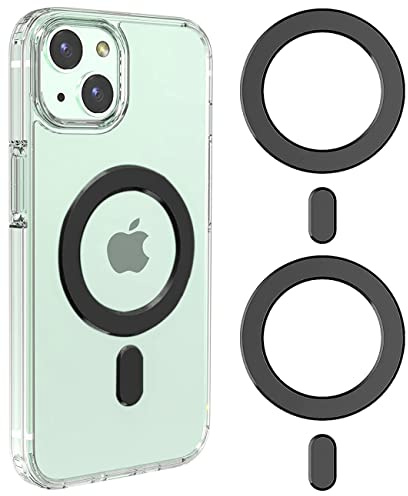 AYWFEY 2 Pcs Universal Magnetic Ring, MagSafe Sticker Compatible with MagSafe Accessory, Support Wireless Charging, Magnetic Conversion Kit for iPhone 16/15/14/13 Pro Max Mini, Galaxy S24/S23, Black