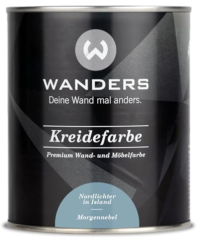 Wanders Shabby Chic Kreidefarbe 750 ml - Morgennebel/Helles Blaugrau - Küchenmöbellack und Möbelfarbe ohne Schleifen. Chalk Paint, für Holz & mehr. Hohe Deckkraft, schnell trocknend