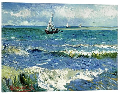 Posterlounge Fischerboote bei Saintes Maries de la Mer Acrylglasbild | 70 x 50 cm von Vincent van Gogh Blau Wandbilder Wanddeko