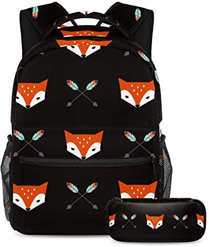 VAPOKF Schulranzen-Set für Teenager, Mädchen, Jungen, Schüler-Büchertasche, Rucksack mit Federmäppchen für die Schule, Federpfeile und Fuchs, multi, Einheitsgröße, Schulranzen-Sets
