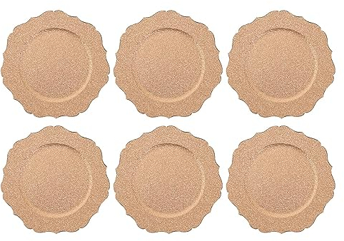YöL Set Of 6 Charger Plates Gold Glittery Xmas Dinner Party Wedding Birthday New Year Luxury Christmas