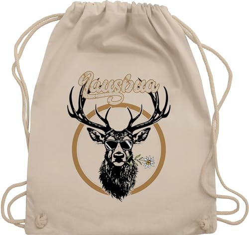 Turnbeutel Rucksack - Kompatibel mit Oktoberfest Tasche - Lausbua Hirsch Hirschgeweih Lausbub - Unisize - Naturweiß - trachtenrucksack bayrische trachtentaschen bayrisch oktoberfest-tasche bayern