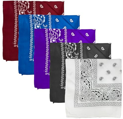 MEMOFYND 5 Stück Bandana, Multifunktionstuch, Baumwollschal, Tarnmuster, Herren-Gesichtsmaske, Damen-Stirnband, Quadratisches Taschentuch, Geeignet Für Partys, Sport