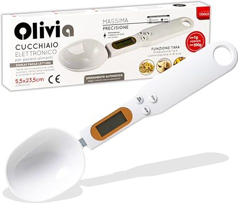IPEA Digitale Löffelwaage zum Messen von Lebensmitteln in der Küche – Genauigkeit von 1 g bis 500 g – mit Display – Dosierer zum Wiegen und Dosieren kleiner Mengen von Lebensmitteln - Küchenwaage
