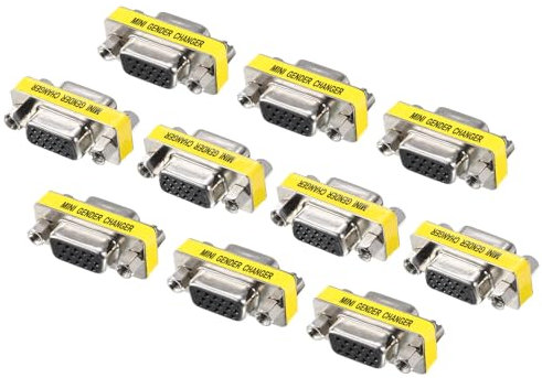 sourcing map Acoplador VGA Conector de Género VGA Conector 15 Pines Hembra a Hembra Adaptador VGA para Extensión de Cable, Paquete de 10