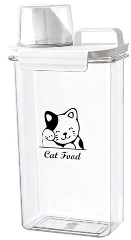 CTomche Airtight Pet Food Container with Handled Lid and Measuring Cup - BPA-Free Cat Food Bin with Pour Spout - 2.5L