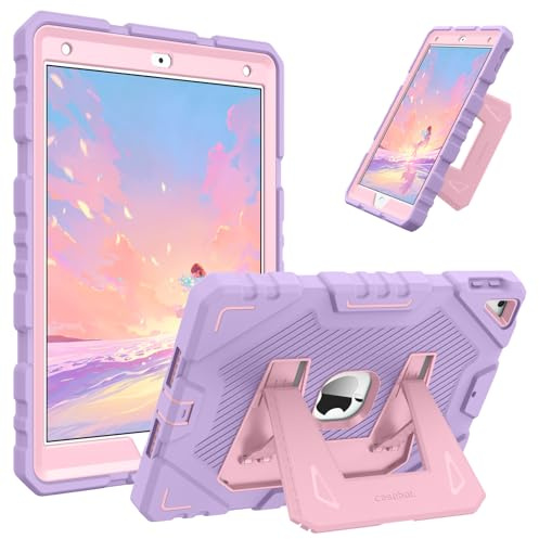 FINTIE Kid-Friendly Case for iPad 9th / 8th / 7th Generation 10.2 Inch | Fully-Body Rugged Heavy Duty Shockproof Cover, Portrait & Landscape Viewing, Built-in Kickstand, for Girls/Boys, Purple